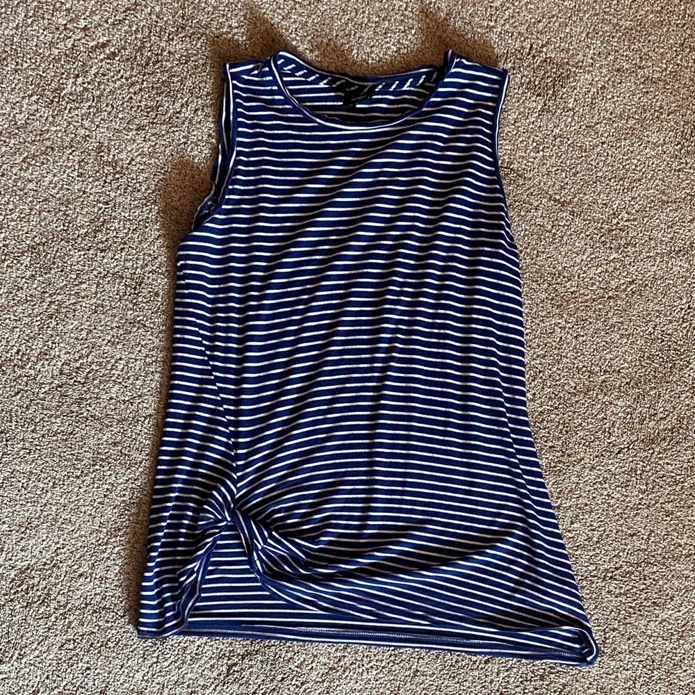 Bobeau Navy and White Striped Tank Top
